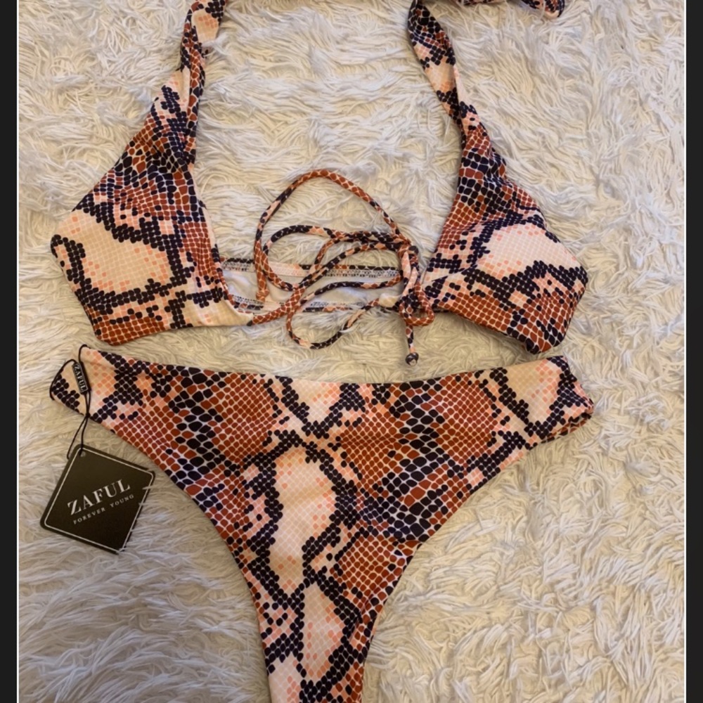Zaful halter snake skin bikini